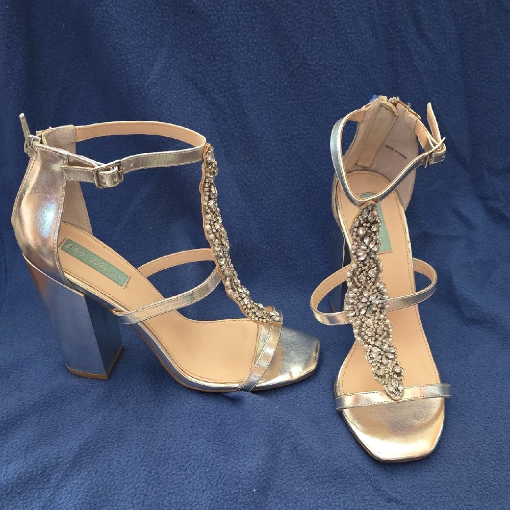 Betsey Johnson Silver Crystal Embellished Heels